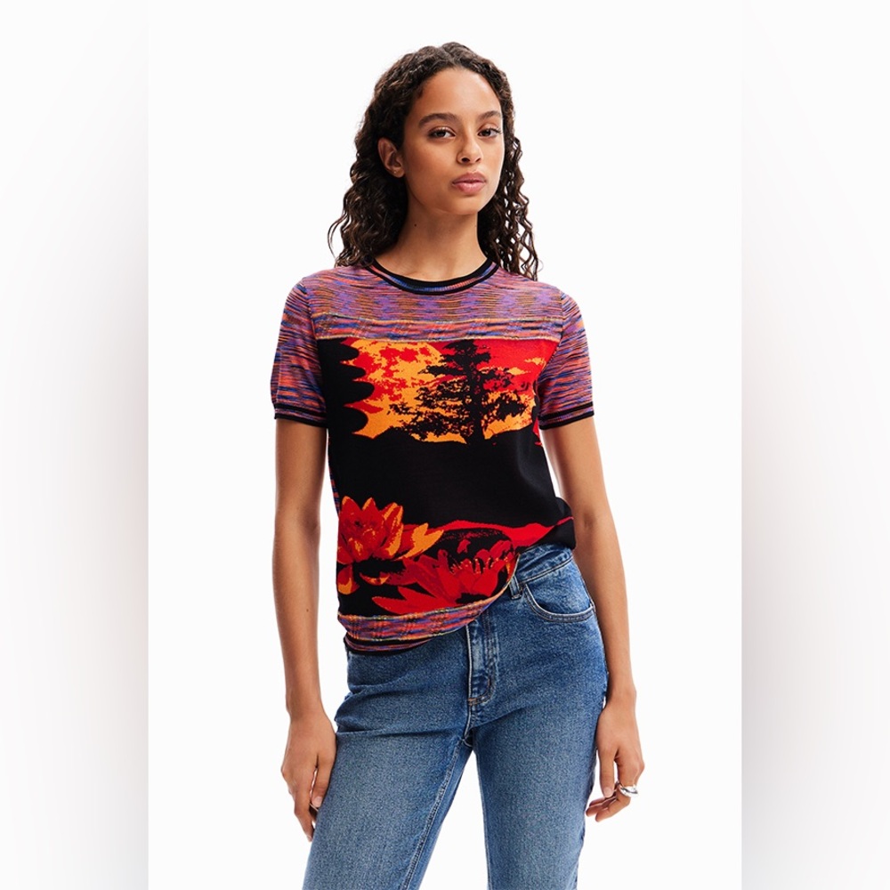 Graphic Short Sleeve Tee in Black & Multicolor